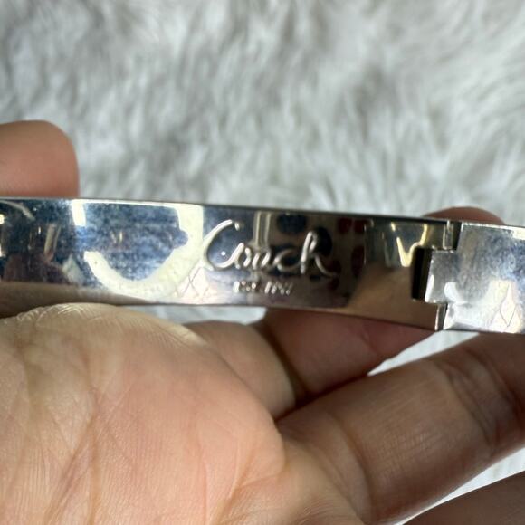 COACH C Logo Signature Silver Bangle Bracelet - Picture 5 of 12